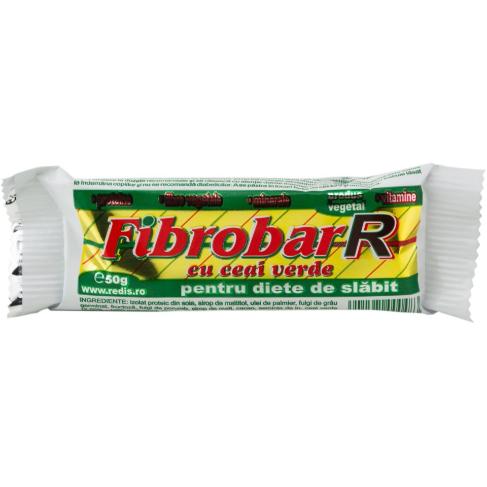 Baton pentru Slabit Fibrobar-R cu Ceai Verde Redis, 50g - creambakery.es