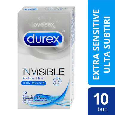 DUREX INVISIBLE EXTRA SENSITIVE PREZERVATIV 10BUC 2