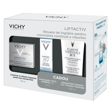 VICHY LIFTACTIV SUPREME TEN NORMAL MIXT 50ML + CADOU PUR THERMALE DEMACHIANT 3 IN 1 100ML + MINERAL 89 4ML