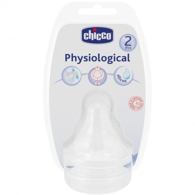 CHICCO 81626-7 PHYSIOLOGIC TETINA DIN SILICON FLUX MEDIU 2LUNI+ 2BUC