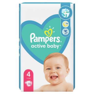 PAMPERS 4 ACTIVE BABY MAXI 9-14KG SCUTECE 70BUC