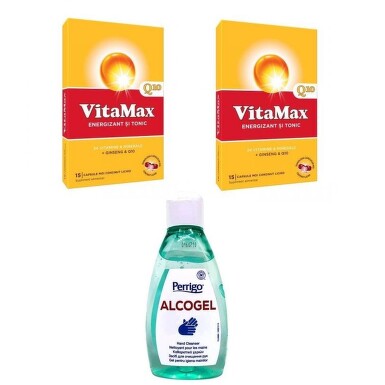 VITAMAX Q10 X 15 CAPSULE 1+1 (40% REDUCERE) + ALCOGEL PRET SPECIAL 2