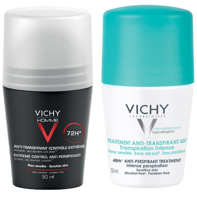 VICHY HOMME DEO ROLL-ON CONTROL 72H 50ML + VICHY DEO ROLL-ON ANTIPERSP PARF 48H 50ML GRATUIT