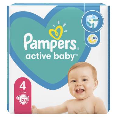 PAMPERS 4 ACTIVE BABY 9-14KG SCUTECE 25BUC