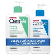 CERAVE PACHET PROMO GEL CURATARE SPUMANT  473ML + LOTIUNE HIDRATANTA FATA SI CORP  236ML