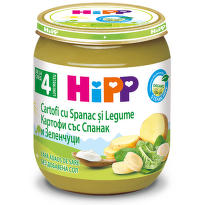 HIPP ORGANIC CARTOFI CU SPANAC SI LEGUME 125G