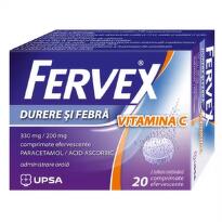 Fervex durere si febra Vitamina C,  330mg/200mg, 20 comprimate efervescente