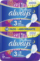 ALWAYS PLATINUM NIGHT DUO ABSORBANTE 12BUC